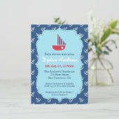 Elegant Sailboot Anchor Blue Nautical baby shower Kaart (Staand voorkant)
