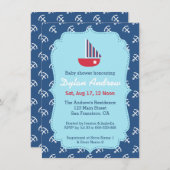 Elegant Sailboot Anchor Nautical baby shower Kaart (Voorkant / Achterkant)