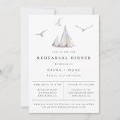Elegant Sailboot Nautical Rehearsal Dinner Aankondiging (Voorkant)