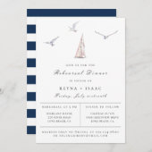 Elegant Sailboot Nautical Rehearsal Dinner Aankondiging (Voorkant / Achterkant)