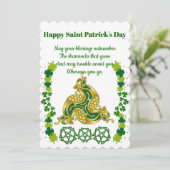 Elegant Saint Patrick's Day Green Shamrocks Celtic Feestdagenkaart (Staand voorkant)