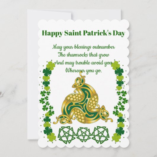 Elegant Saint Patrick's Day Green Shamrocks Celtic Feestdagenkaart (Voorkant)