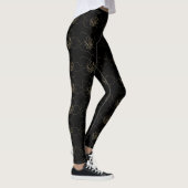 Elegant Sakura Blossom Gold Japanse line Art Leggings (Rechts)