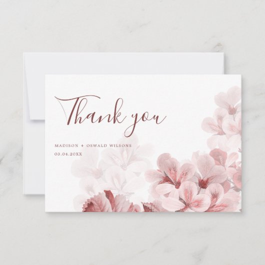 Elegant Sakura Branch modern lentevertrouwen Bedankkaart (Voorkant)