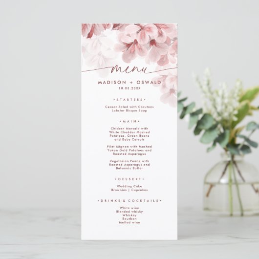 Elegant Sakura Branch modern lentevertrouwen Menu (Staand voorkant)