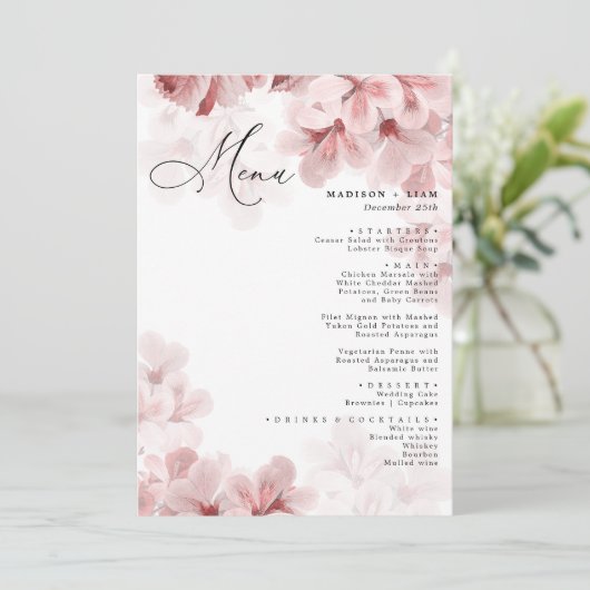 Elegant Sakura Branch modern lentevertrouwen Menu (Staand voorkant)