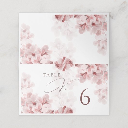 Elegant Sakura Branch Wedding table number 6 Plaatskaartje (Buitenkant ongevouwen)