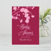Elegant Sakura Cherry Blossoms Baby shower Kaart (Staand voorkant)