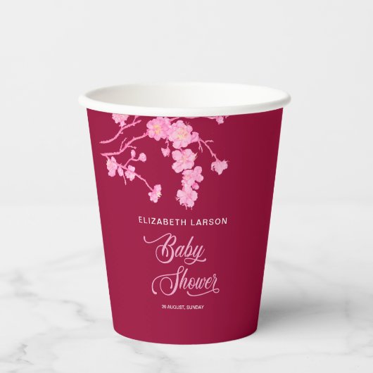 Elegant Sakura Cherry Blossoms Baby shower Papieren Bekers (Voorkant)