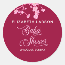 Elegant Sakura Cherry Blossoms Baby shower Ronde Sticker
