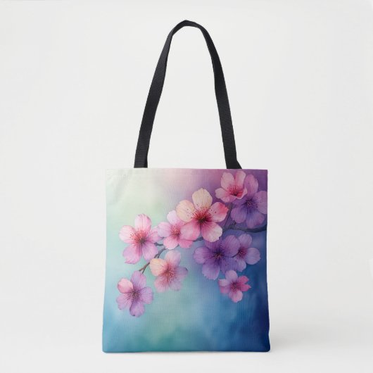 Elegant Sakura Flower Waterverf Tas" Tote Bag (Voorkant)