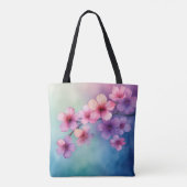 Elegant Sakura Flower Waterverf Tas" Tote Bag (Achterkant)