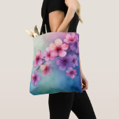 Elegant Sakura Flower Waterverf Tas" Tote Bag (Dichtbij)