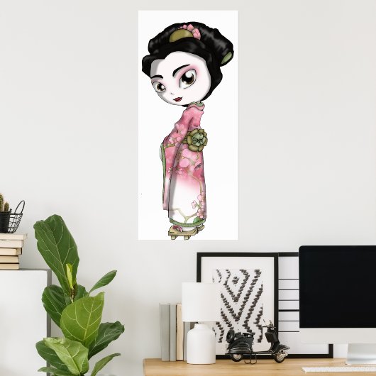 Elegant Sakura Geisha Poster (Thuiskantoor)