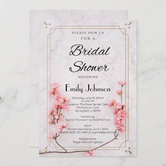 Elegant Sakura Roze Kersenbloesem vrijgezellenfees Kaart (Voorkant / Achterkant)