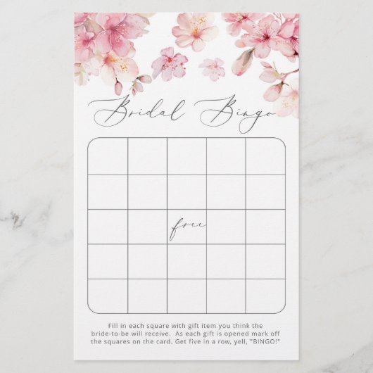 Elegant sakura vrijgezellenfeest bingo game (Voorkant)