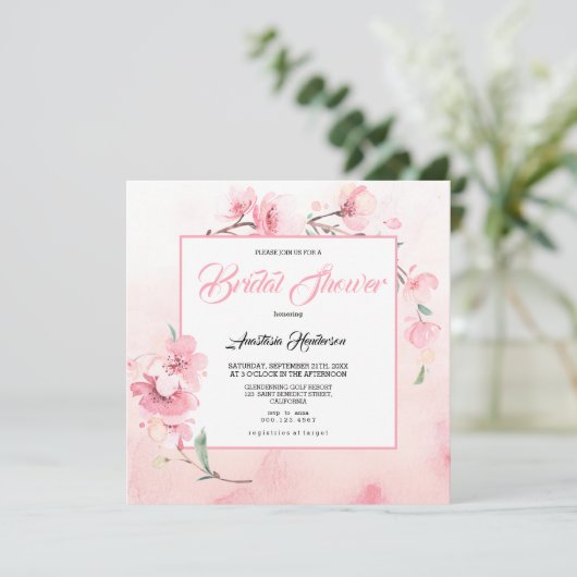 Elegant Sakura Vrijgezellenfeest. Uitnodiging (Staand voorkant)