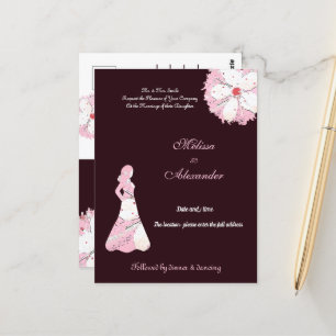 Elegant sakura zwart roze bloemenchique silhouet briefkaart