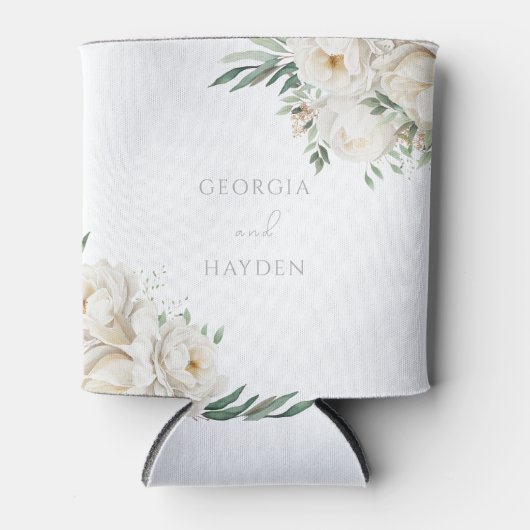 Elegant Salie Blad & Wit Bloemen Bruiloft Blikjeskoeler (Voorkant)