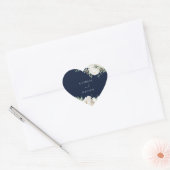 Elegant Salie Blad & Wit Bloemen Bruiloft Marine Hart Sticker (Envelop)