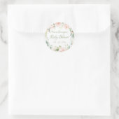 Elegant Salie Groen Bloemen Baby shower Ronde Sticker (Tas)
