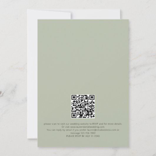 Elegant Salie Groen Bloemen Boeket Avond QR Code Kaart (Achterkant)