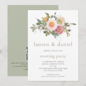 Elegant Salie Groen Bloemen Boeket Avond QR Code Kaart (Voorkant / Achterkant)