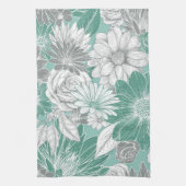 Elegant Salie Groen Bloemen Patroon Theedoek (Verticaal)