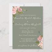 Elegant Salie Groen Blush Roze Bloemen Bruiloft Kaart (Voorkant)