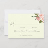 Elegant Salie Groen Blush Roze Bloemen Bruiloft RSVP Kaartje (Achterkant)