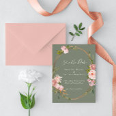 Elegant Salie Groen Blush Roze Bloemen Bruiloft Save The Date