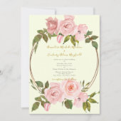 Elegant Salie Groen Blush Roze Bloemen Goud Bruilo Kaart (Voorkant)