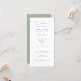 Elegant Salie groen Boho bloemenbruiloft programma