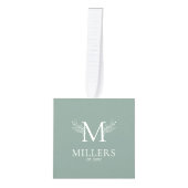 Elegant salie groen drie foto monogram. decoratie (Voorkant)