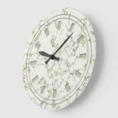 Elegant Salie Groen Faux Marmer Monogram Grote Klok (Hoek)