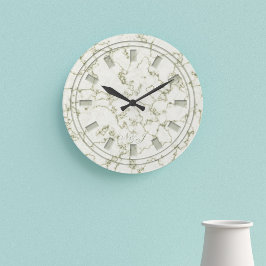 Elegant Salie Groen Faux Marmer Monogram Grote Klok