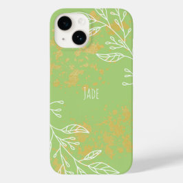Elegant Salie Groen Goud Bloemen Case-Mate iPhone 14 Hoesje