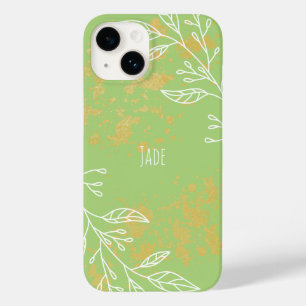 Elegant Salie Groen Goud Bloemen Case-Mate iPhone 14 Hoesje