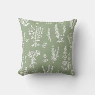 Elegant  Salie Groen Kruiden Tuin Patroon Kussen