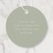 Elegant Salie Groen Kruis Eerste Communie Ronde Bedankjes Labels (Achterkant)