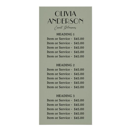 Elegant Salie Groen Neutraal Boho Modern Uniek Reclamekaart (Voorkant)