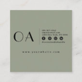 Elegant Salie Groen Neutraal Boho Modern Uniek Vierkante Visitekaartje (Achterkant)