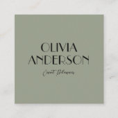 Elegant Salie Groen Neutraal Boho Modern Uniek Vierkante Visitekaartje (Voorkant)