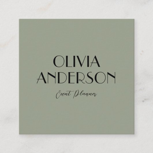 Elegant Salie Groen Neutraal Boho Modern Uniek Vierkante Visitekaartje (Voorkant)
