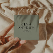 Elegant Salie Groen Neutraal Boho Modern Uniek Vierkante Visitekaartje