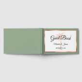 Elegant Salie Groen Roos Gouden Palm Bruiloft Gastenboek (Volledig)