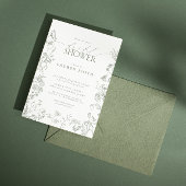 Elegant Salie Groen Victoriaans Bloemen Vrijgezell Kaart