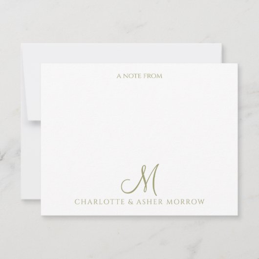 Elegant Salie Groen Vine Patroon Notitiekaartje (Voorkant)