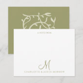 Elegant Salie Groen Vine Patroon Notitiekaartje (Voorkant / Achterkant)