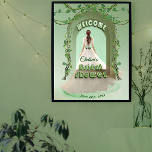 Elegant Salie Groene Bruiloftsborrel Welkomstbord Poster